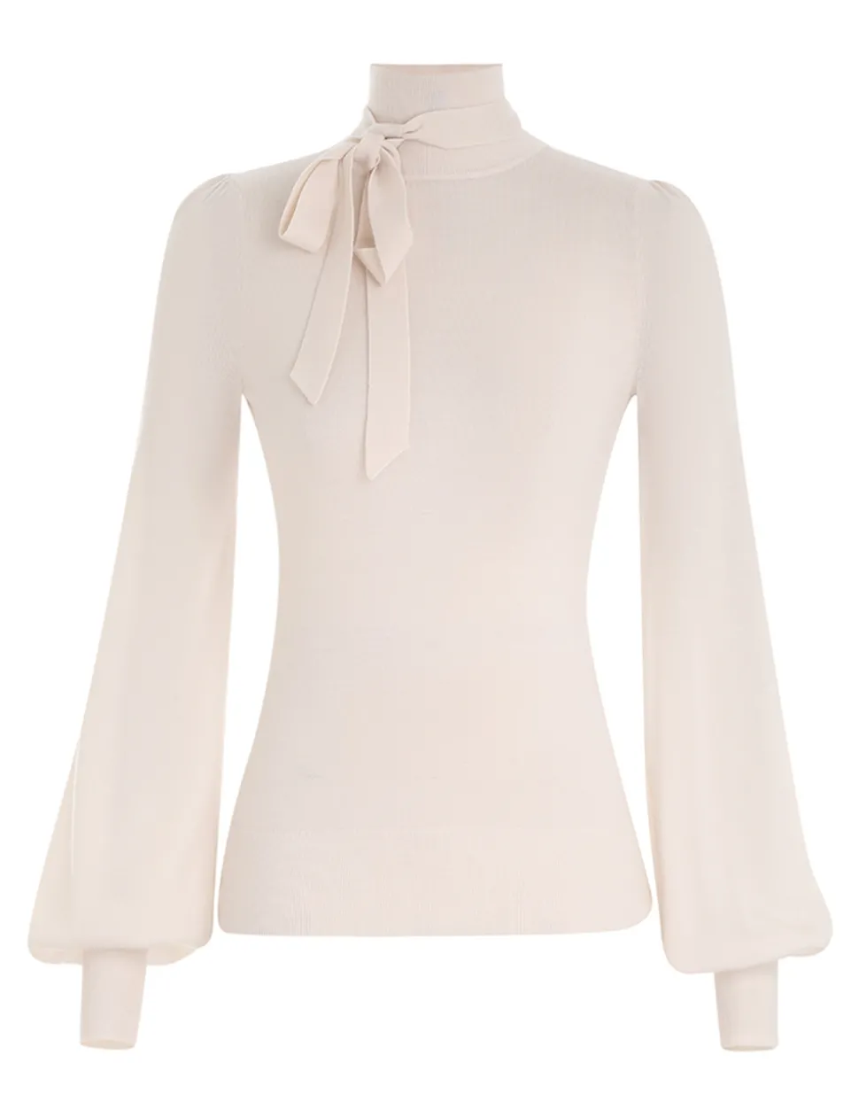 Blouson Tie-Neck Sweater