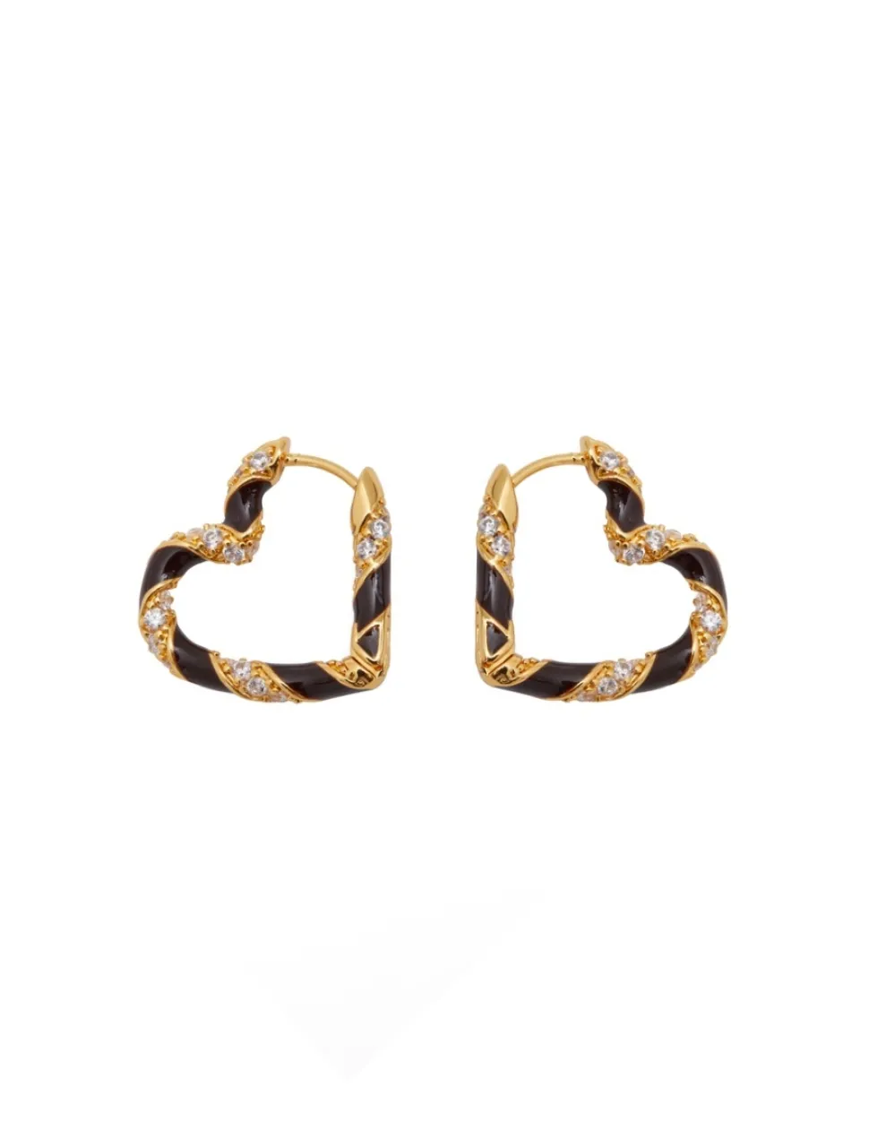 Candy Stripe Pave Heart Hoops