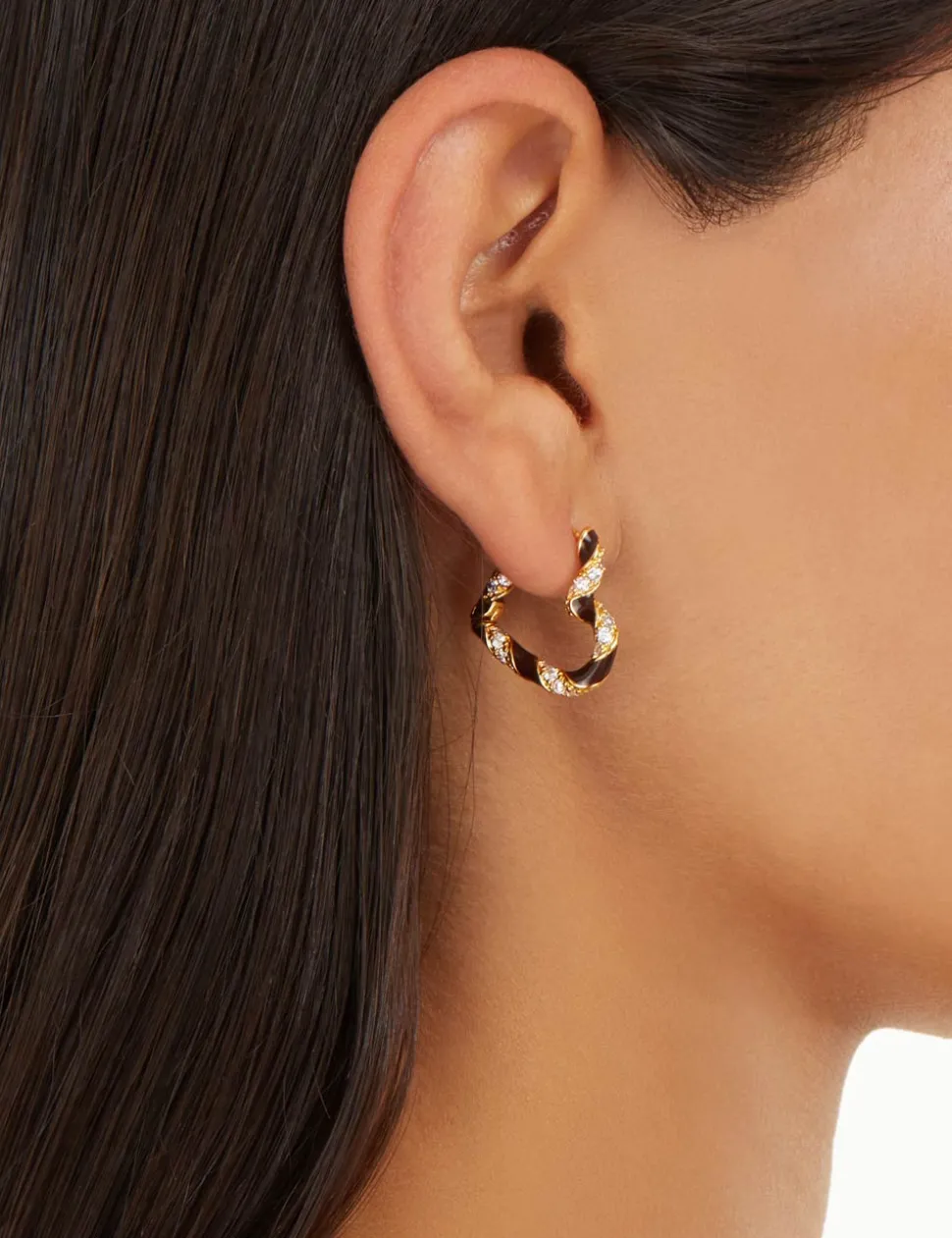 Candy Stripe Pave Heart Hoops