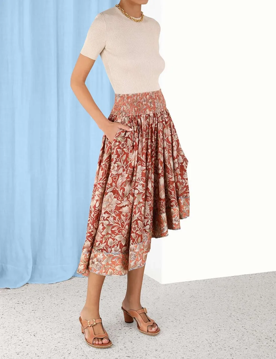 Chintz Asymmetrical Skirt