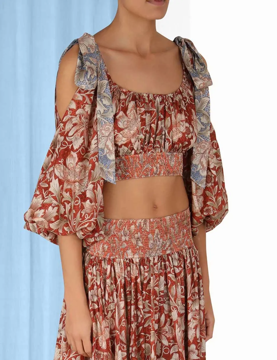 Chintz Billow Sleeve Crop Top