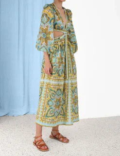 Halcyon Tie Front Midi Dress