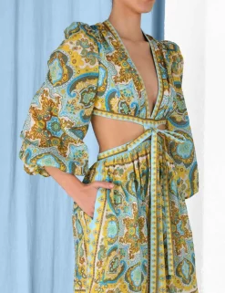 Halcyon Tie Front Midi Dress