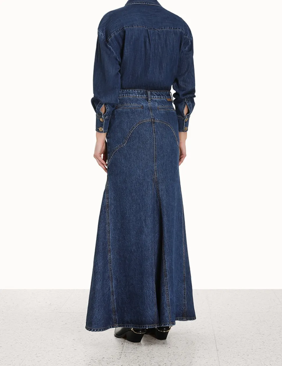 Luminosity Denim Maxi Skirt