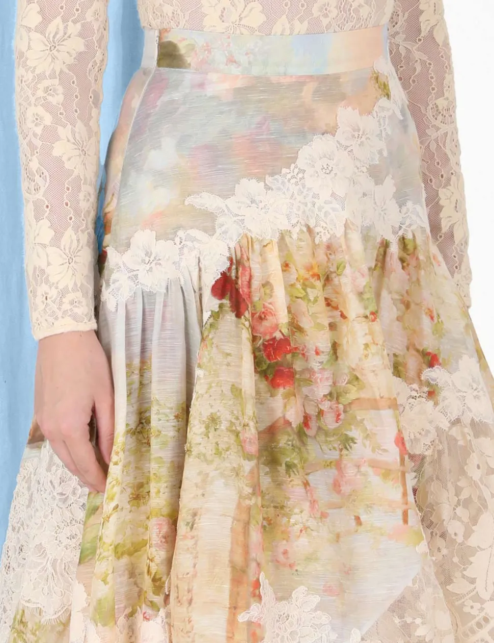 Luminosity Lace Spliced Skirt
