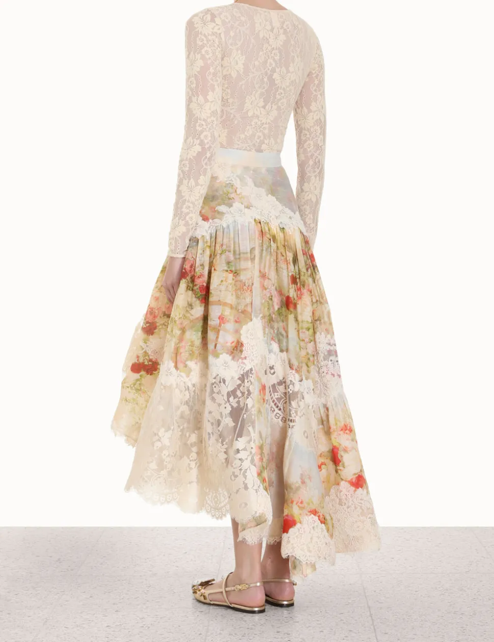 Luminosity Lace Spliced Skirt