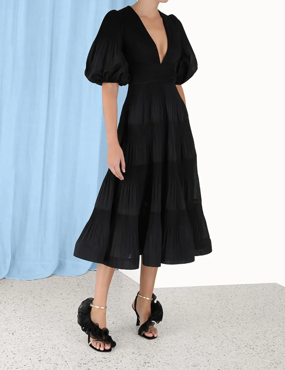 Pleated Midi Dress