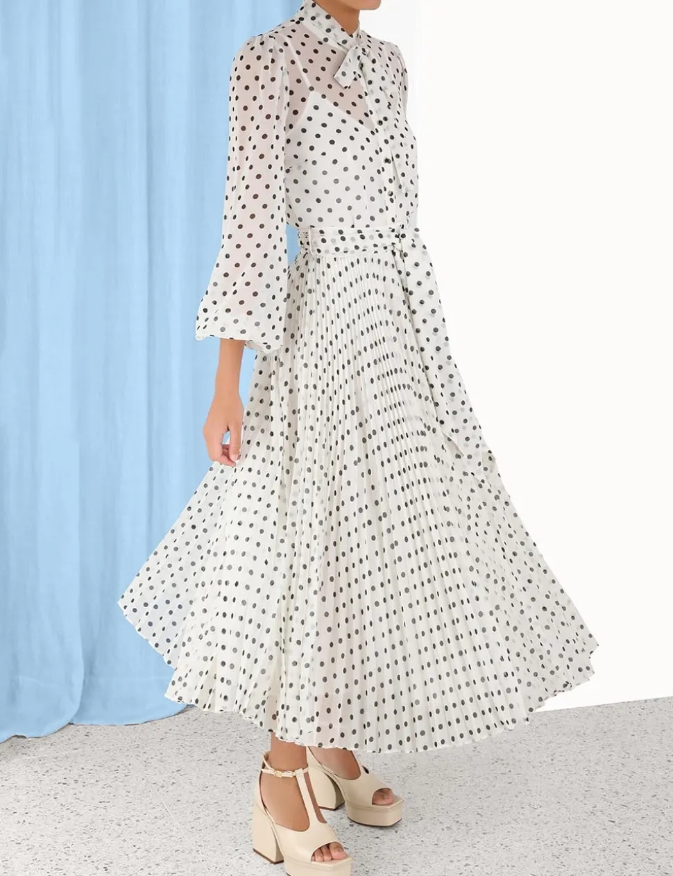 Pleated Sunray Midi Skirt