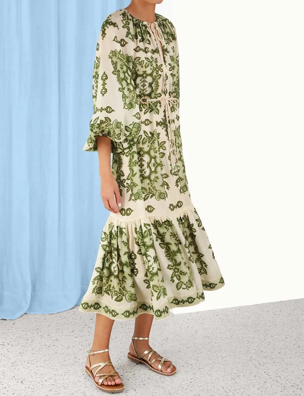Raie Tiered Billow Midi Dress