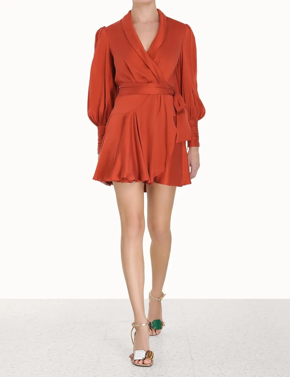 Silk Wrap Mini Dress