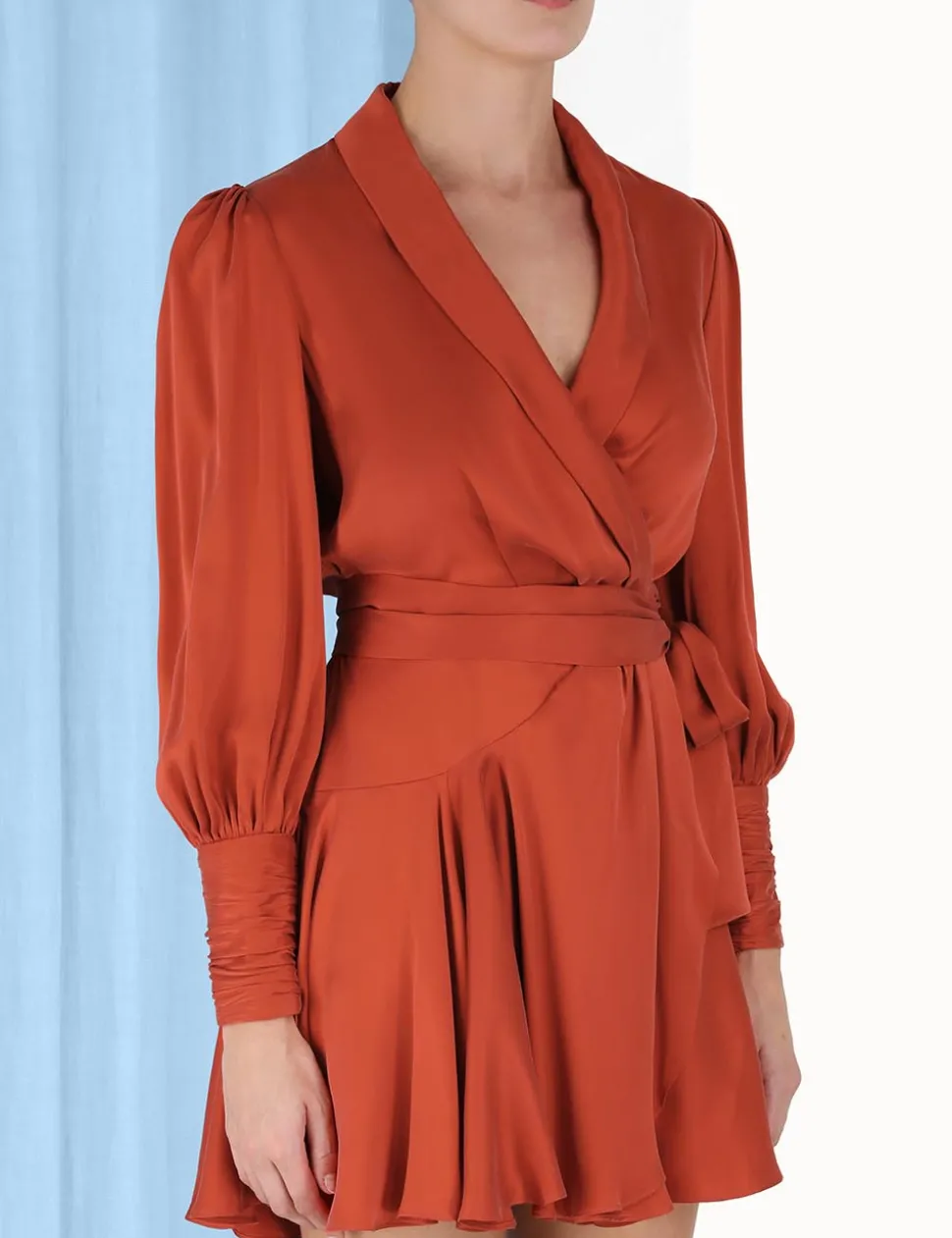 Silk Wrap Mini Dress