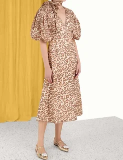 Tie Neck Midi Dress