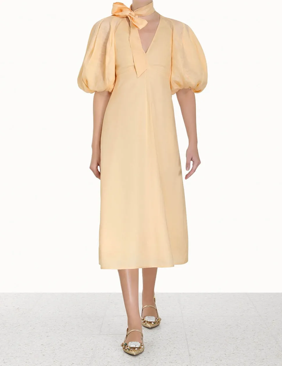 Tie Neck Midi Dress